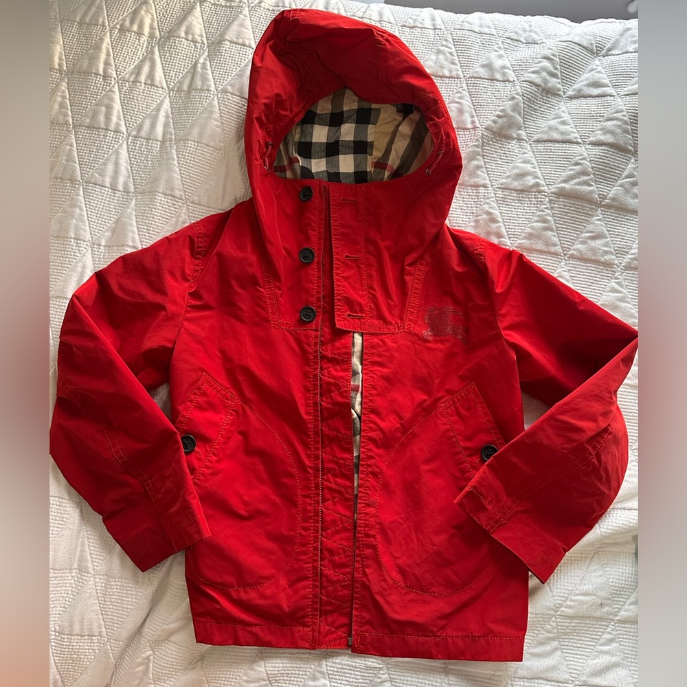 Burberry Authentic Kids Red Raincoat with Check Lining Unisex